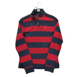 Pull enfant manches longues rouge Polo Ralph Lauren Motif a rayures Col Montant