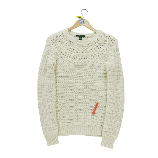 Pull femme manches longues beige Polo Ralph Lauren Col Rond