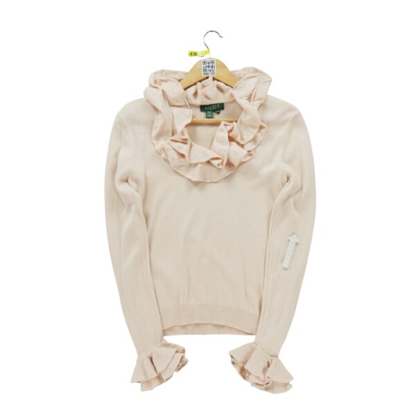 Pull femme manches longues rose Polo Ralph Lauren Col V