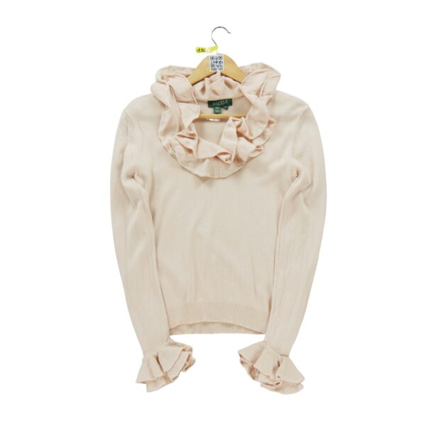 Pull femme manches longues rose Polo Ralph Lauren Col V