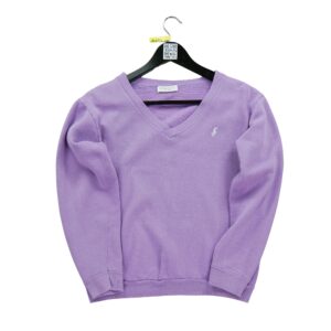 Pull femme manches longues violet Yves Saint Laurent Col V