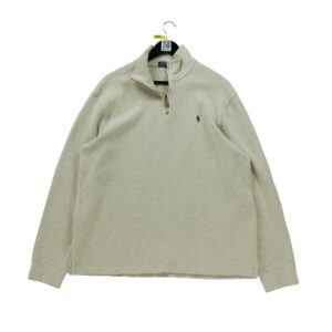 Pull homme manches longues beige Polo Ralph Lauren Col Montant