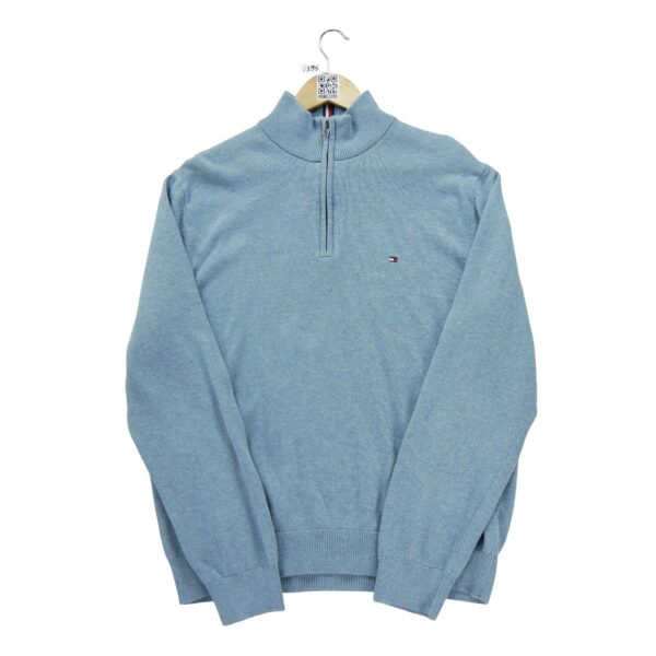 Pull homme manches longues bleu clair Tommy Hilfiger Col Montant