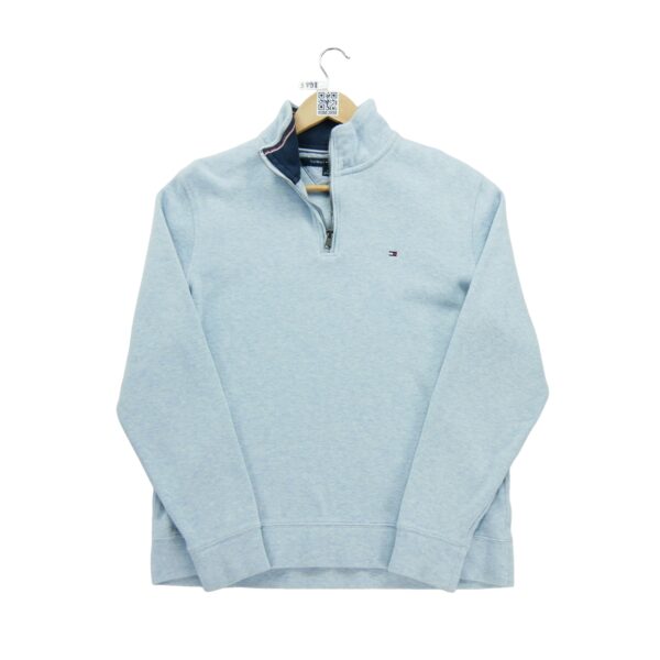 Pull homme manches longues bleu clair Tommy Hilfiger Motif chine Col Montant