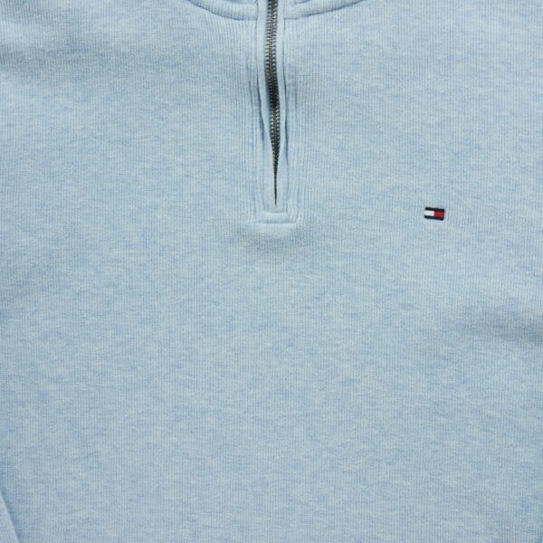 Pull homme manches longues bleu clair Tommy Hilfiger Motif chine Col Montant