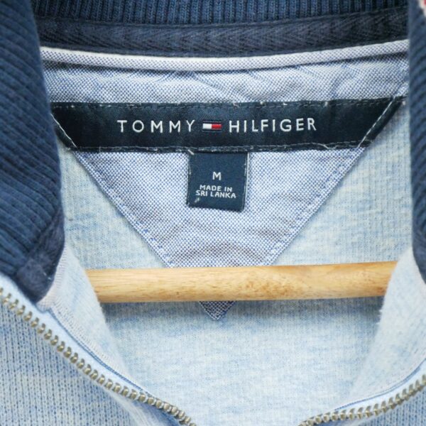 Pull homme manches longues bleu clair Tommy Hilfiger Motif chine Col Montant