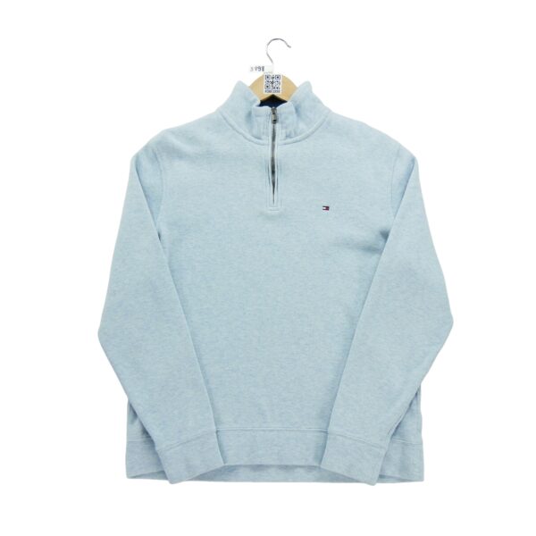 Pull homme manches longues bleu clair Tommy Hilfiger Motif chine Col Montant