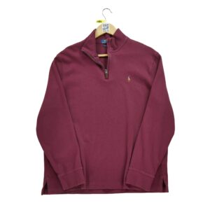 Pull homme manches longues bordeaux Polo Ralph Lauren Col Montant