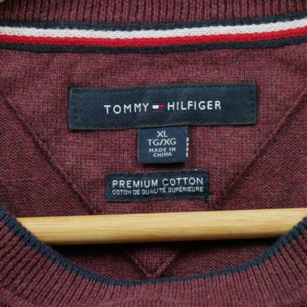 Pull homme manches longues bordeaux Tommy Hilfiger Col Rond