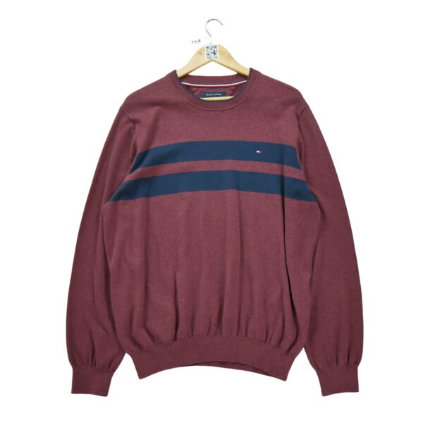 Pull homme manches longues bordeaux Tommy Hilfiger Col Rond