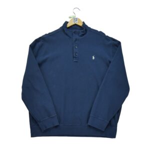 Pull homme manches longues marine Polo Ralph Lauren Col Montant