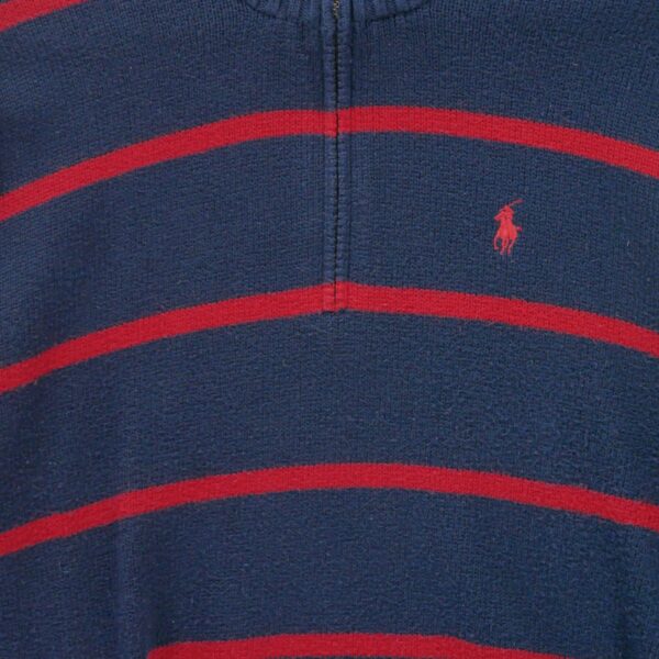 Pull homme manches longues marine Polo Ralph Lauren Motif a rayures Col Montant