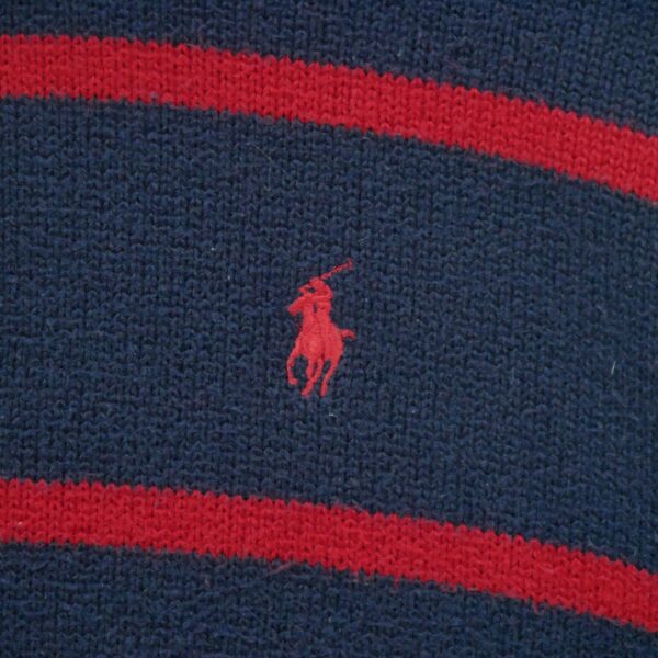 Pull homme manches longues marine Polo Ralph Lauren Motif a rayures Col Montant