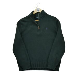 Pull homme manches longues noir Polo Ralph Lauren Col Montant