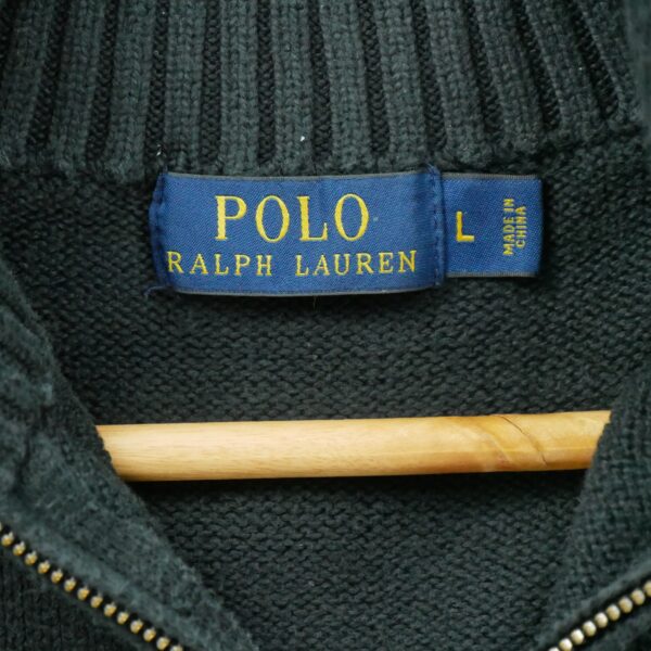 Pull homme manches longues noir Polo Ralph Lauren Col Montant