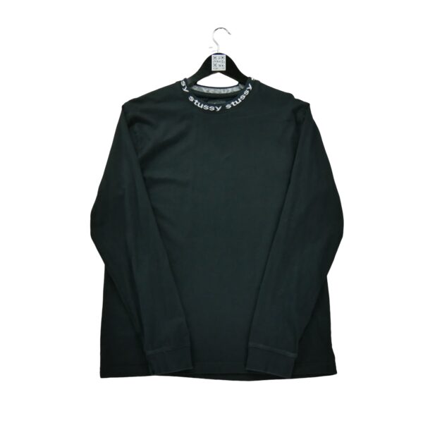 Pull homme manches longues noir Stussy Col Rond