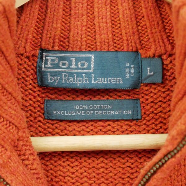 Pull homme manches longues orange Polo Ralph Lauren Col Montant