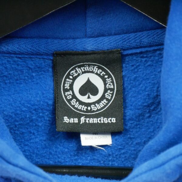 Sweat a capuche homme manches longues bleu Thrasher Motif imprime Col Rond