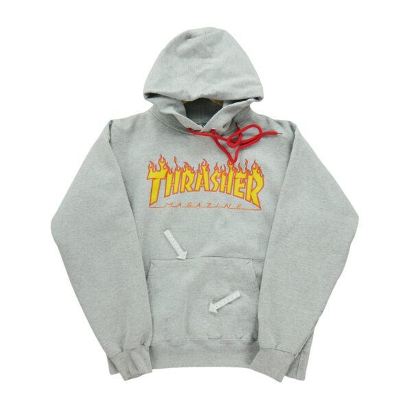 Sweat a capuche homme manches longues gris Thrasher Motif imprime Col Rond