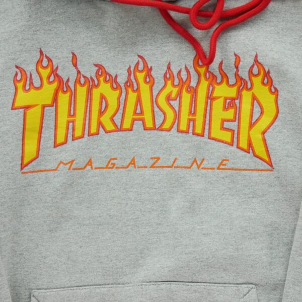 Sweat a capuche homme manches longues gris Thrasher Motif imprime Col Rond