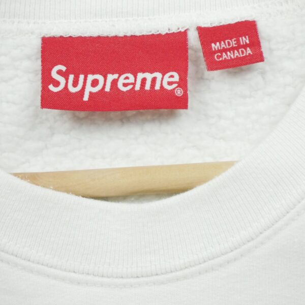 Sweat homme manches longues blanc Supreme Col Rond