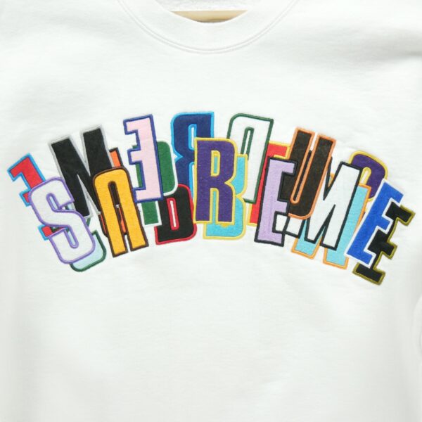 Sweat homme manches longues blanc Supreme Col Rond