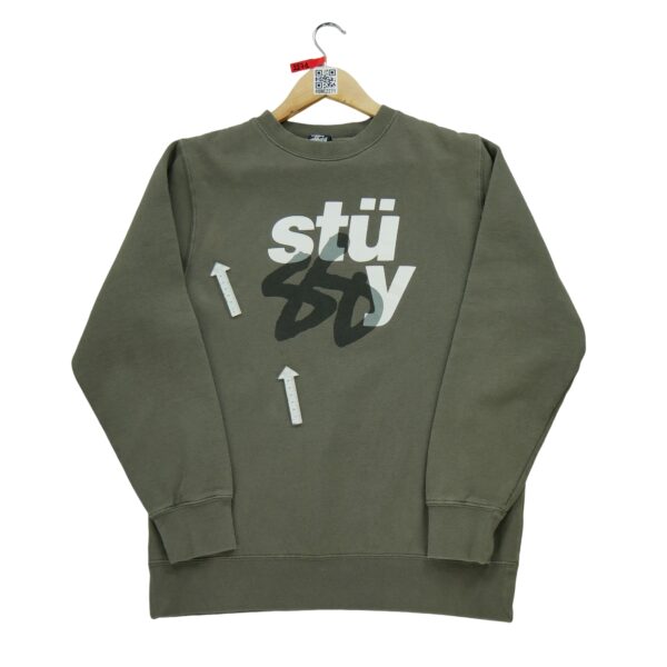 Sweat homme manches longues kaki Stussy Motif imprime Col Rond