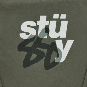 Sweat homme manches longues kaki Stussy Motif imprime Col Rond