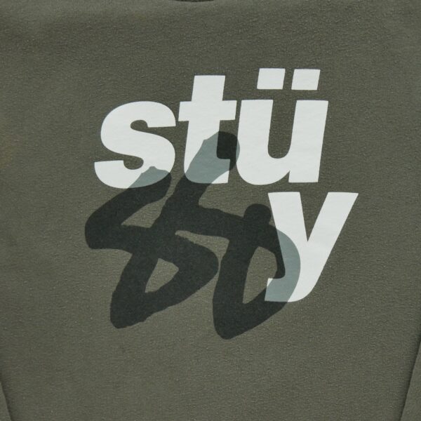 Sweat homme manches longues kaki Stussy Motif imprime Col Rond