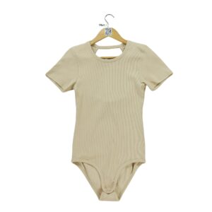 T shirt manches courtes femme beige Vintage Col Rond