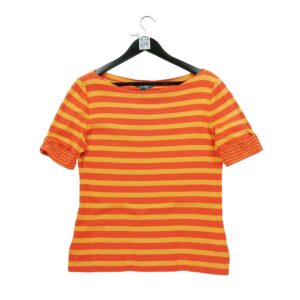 T shirt manches courtes femme orange Polo Ralph Lauren Motif a rayures Col Rond