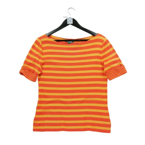 T shirt manches courtes femme orange Polo Ralph Lauren Motif a rayures Col Rond