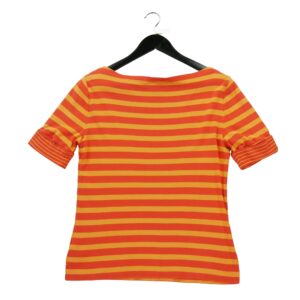 T shirt manches courtes femme orange Polo Ralph Lauren Motif a rayures Col Rond