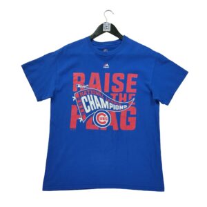T shirt manches courtes homme bleu Majestic Motif imprime Col Rond Equipe Chicago Cubs