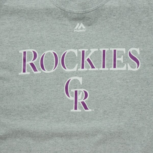 T shirt manches courtes homme gris Majestic Motif imprime Col Rond Equipe Rockies du Colorado