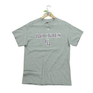 T shirt manches courtes homme gris Majestic Motif imprime Col Rond Equipe Rockies du Colorado