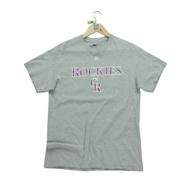 T shirt manches courtes homme gris Majestic Motif imprime Col Rond Equipe Rockies du Colorado