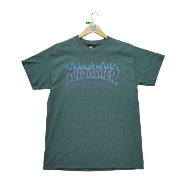 T shirt manches courtes homme gris Thrasher Motif imprime Col Rond