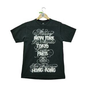 T shirt manches courtes homme noir Stussy Motif imprime Col Rond