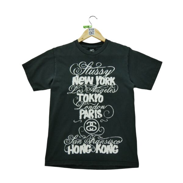 T shirt manches courtes homme noir Stussy Motif imprime Col Rond
