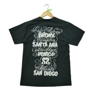 T shirt manches courtes homme noir Stussy Motif imprime Col Rond