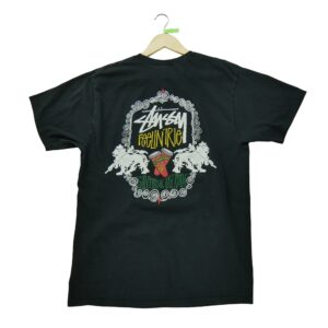 T shirt manches courtes homme noir Stussy Motif imprime Col Rond