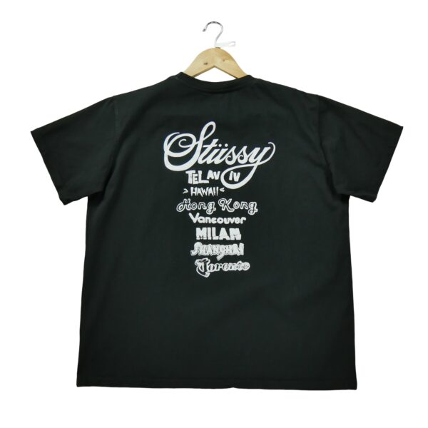 T shirt manches courtes homme noir Stussy Motif imprime Col Rond
