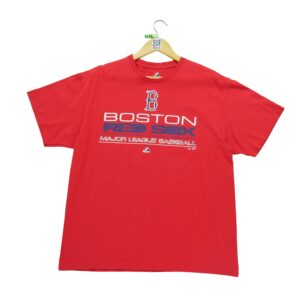 T shirt manches courtes homme rouge Majestic Motif imprime Col Rond Equipe Red Sox de Boston