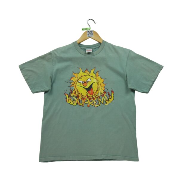 T shirt manches courtes homme vert Supreme Motif imprime Col Rond