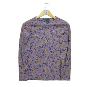 T shirt manches longues femme violet Polo Ralph Lauren Motif a motifs Col Rond