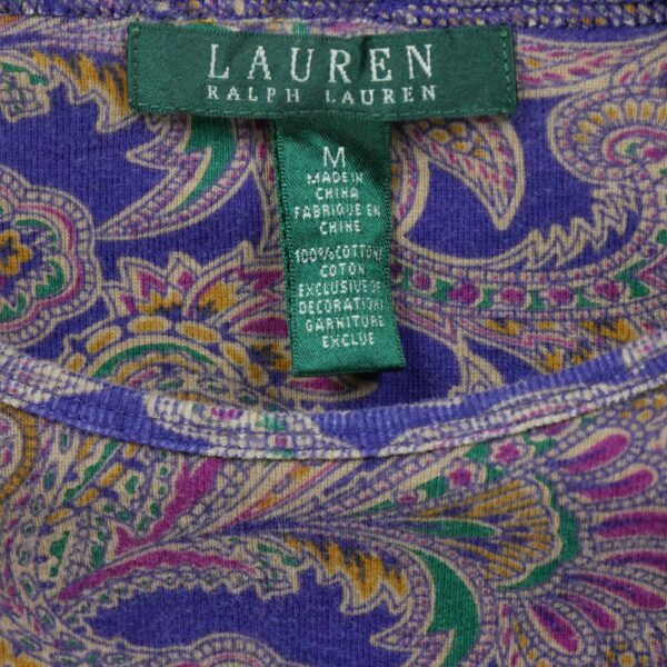 T shirt manches longues femme violet Polo Ralph Lauren Motif a motifs Col Rond