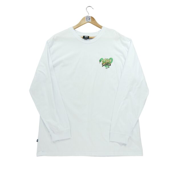 T shirt manches longues homme blanc Stussy Motif imprime Col Rond