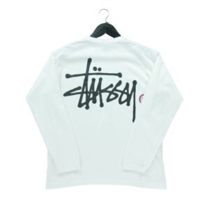 T shirt manches longues homme blanc Stussy Motif imprime Col Rond