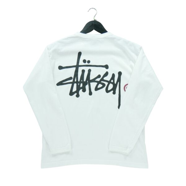 T shirt manches longues homme blanc Stussy Motif imprime Col Rond